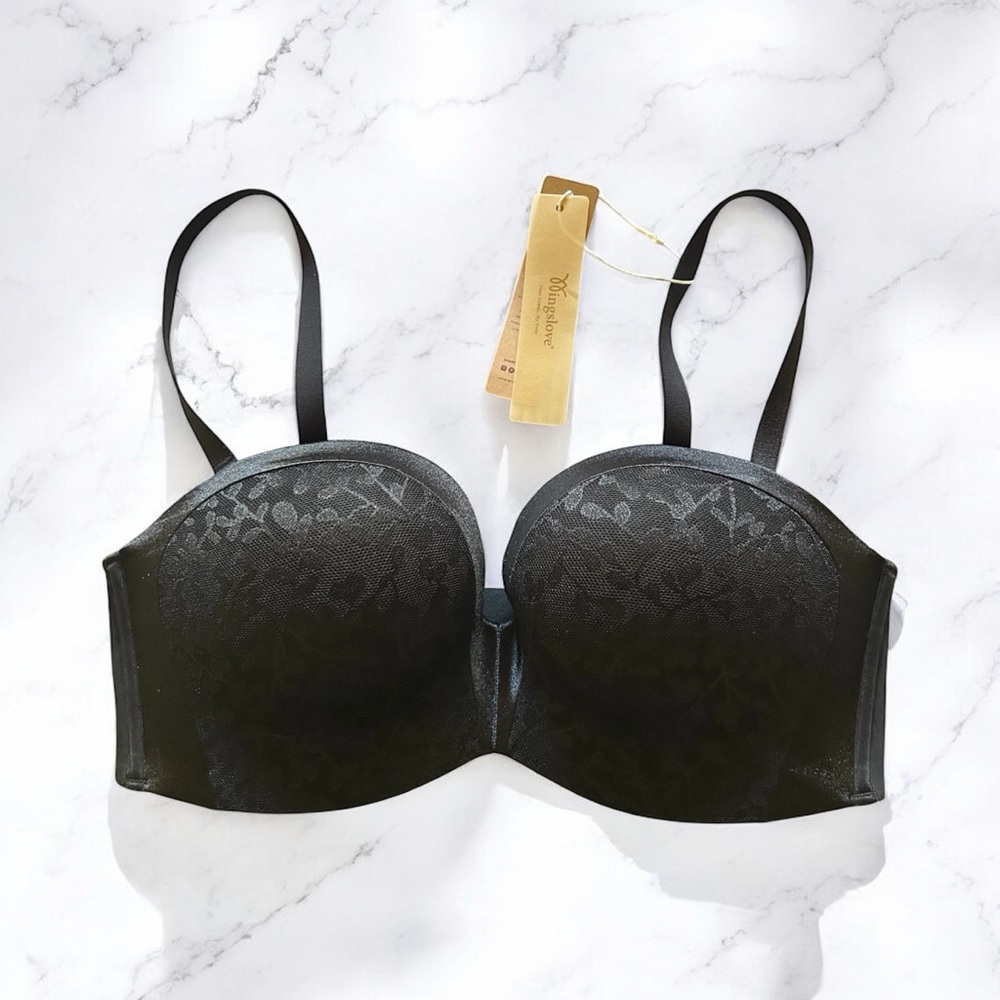 Wingslove Bra Moulded Underwire Black Size 38DD Push Up *NWT* Everyday Bra